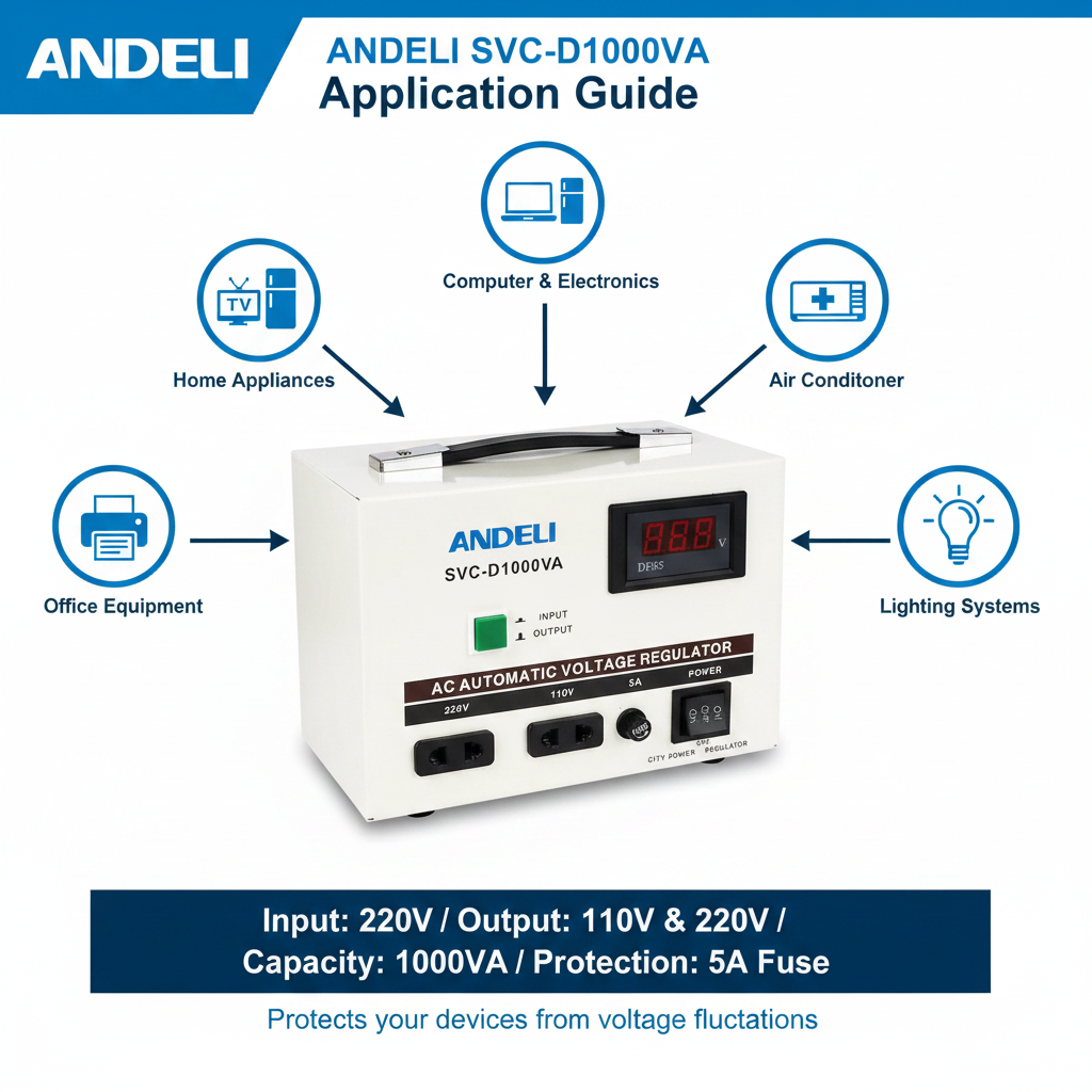 Andeli Voltage Stabilizer SVC 1000 VA 1 KVA Single (1) Phase 220V Digital