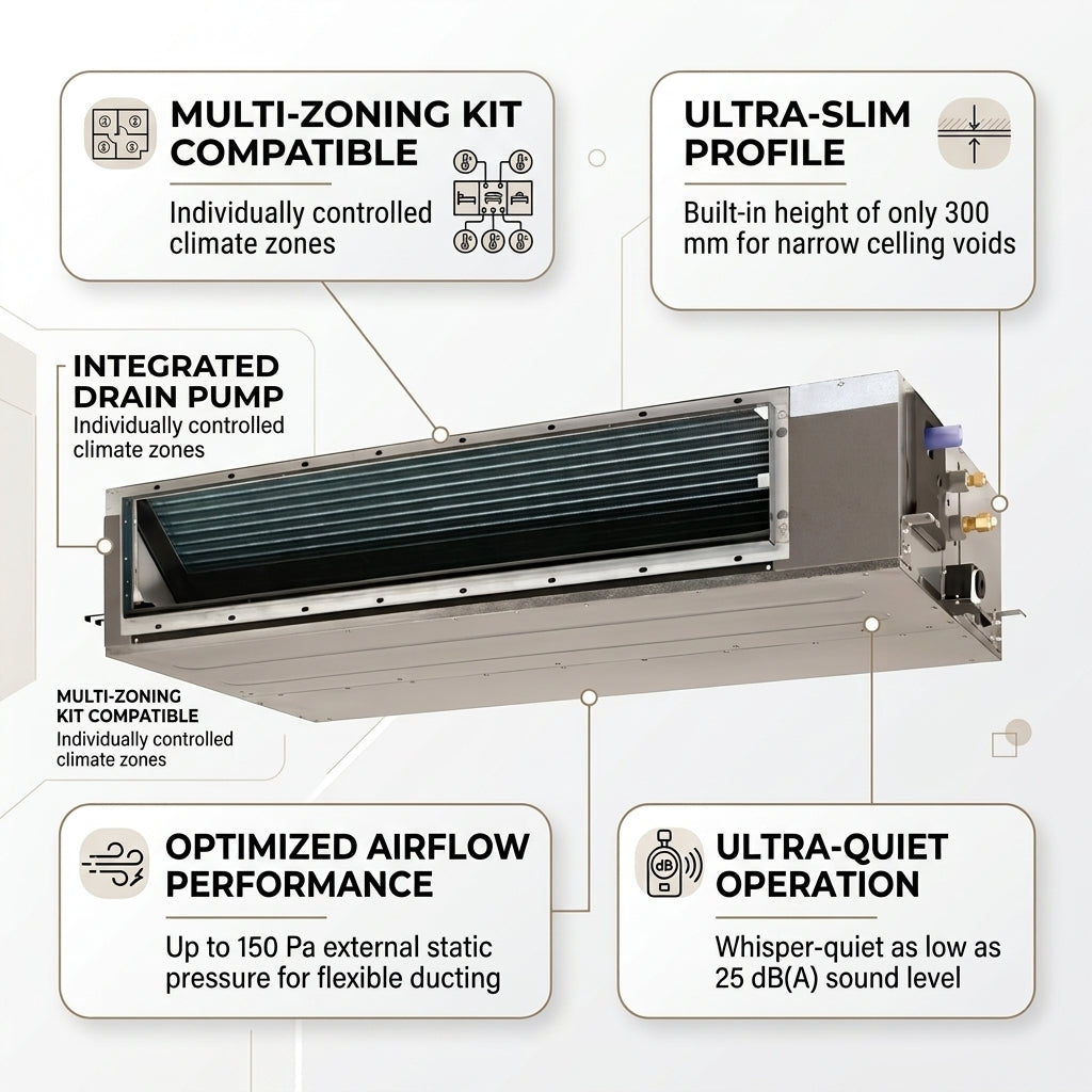 Daikin Ducted Splits for VRV Systems 0.8 Ton 2.8 kW 1.0 HP 9,500 Btu/h FXSQ25A