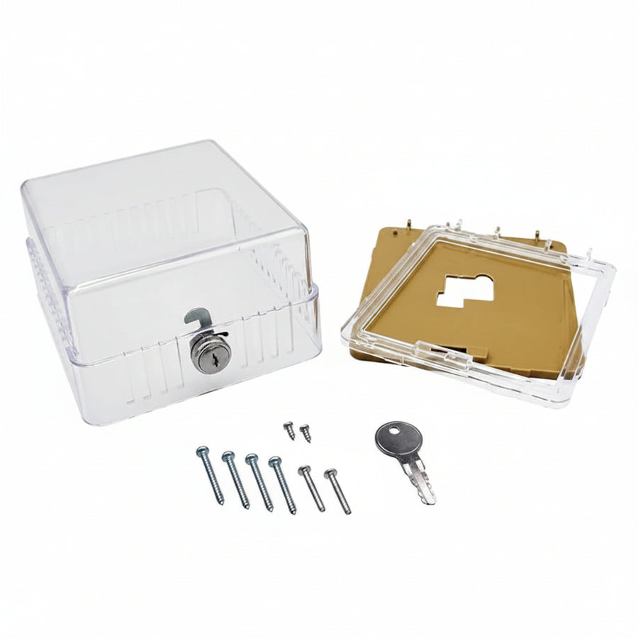 Klima Clear Plastic Thermostat Guard Universal Compatibility With Solid Back and Key Lock (BTG-K)
