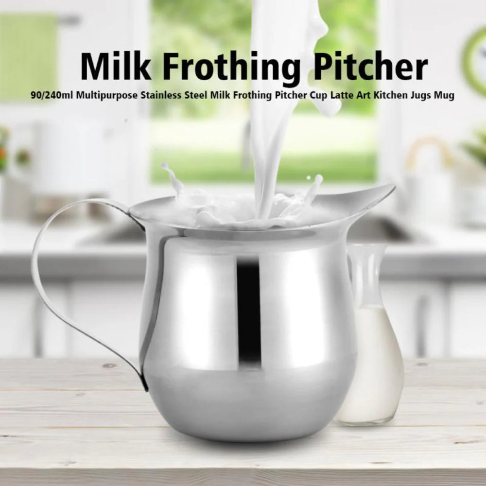 Krome Bell Creamer – 3oz / 90ml Stainless Steel Espresso Frothing Pitcher