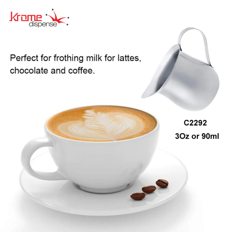 Load image into Gallery viewer, Krome Bell Creamer – 3oz / 90ml Stainless Steel Espresso Frothing Pitcher
