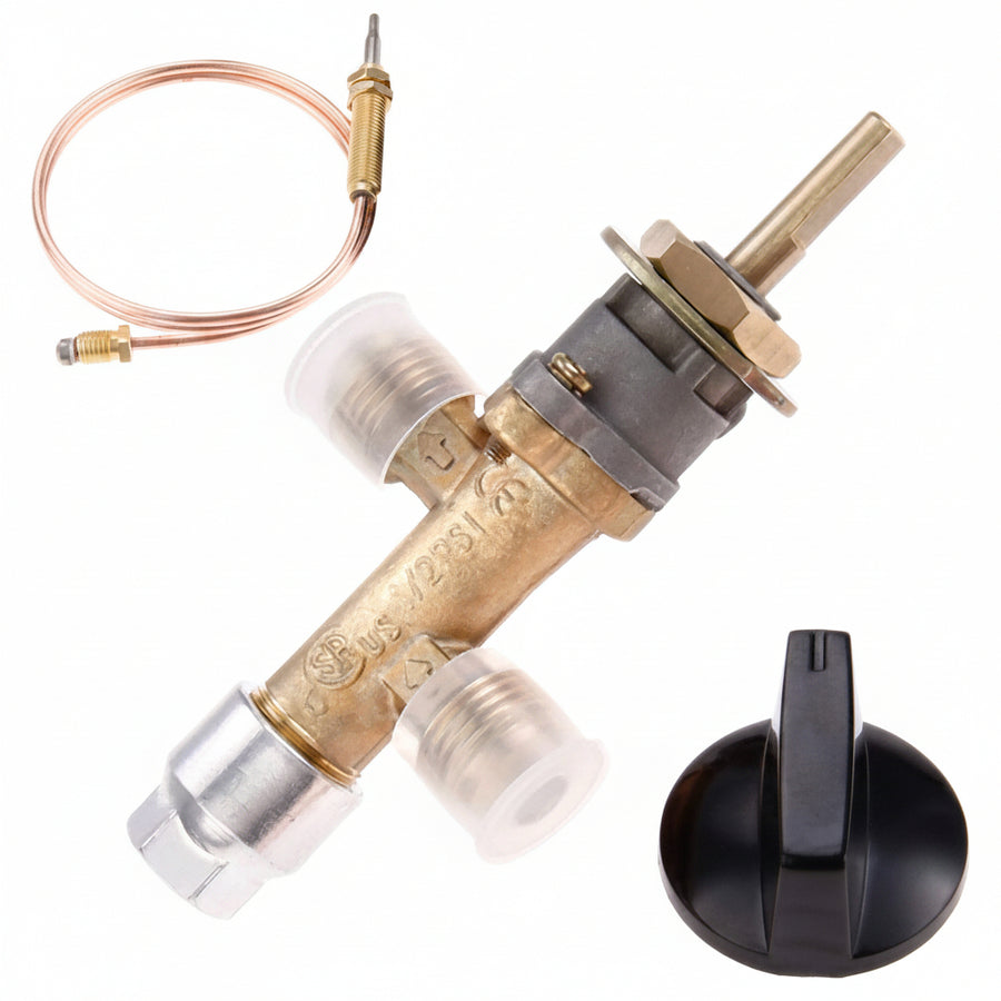 Low Pressure LPG Propane Gas Fireplace Fire Pit Flame Failure Safety Control Valve Kit with Thermocouple & Knob Switch 3:8 Flare Inlet & Outlet Fire Pit Replacement Part for Gas Grill Heater Fire Pit Price Shop in Dubai UAE. faj.ae