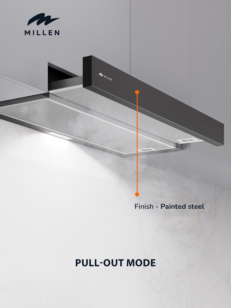 Load image into Gallery viewer, MILLEN 90 cm Slide-Out Black Range Hood 400 m3/h – MBRHS 901 BL
