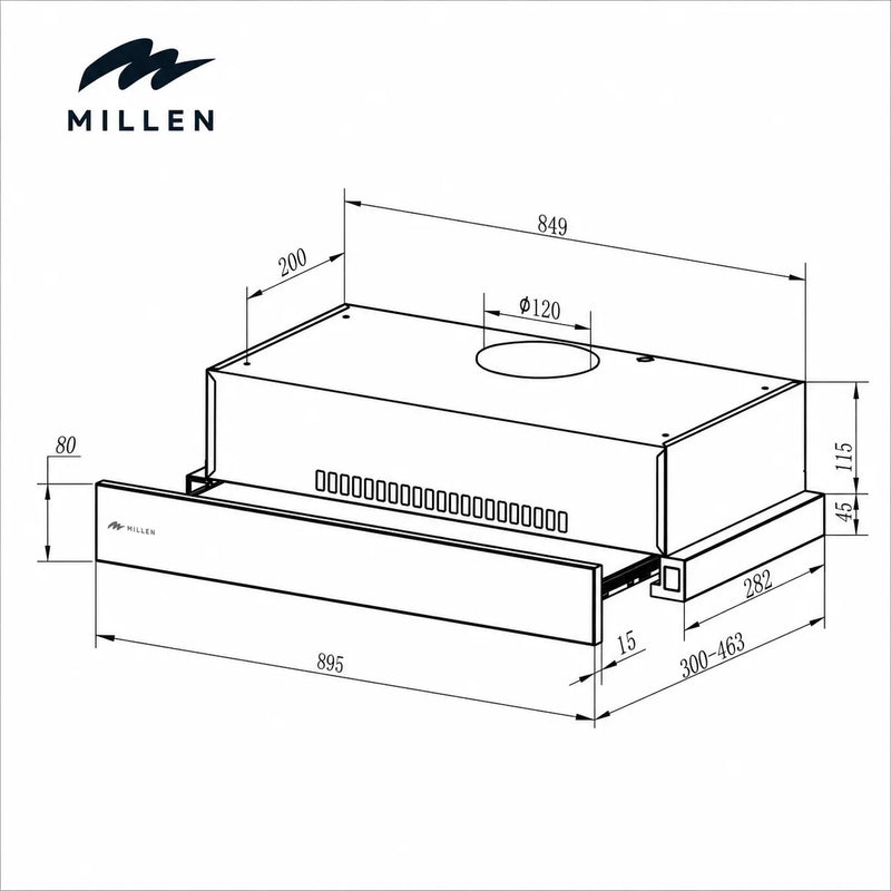 Load image into Gallery viewer, MILLEN 90 cm Slide-Out Black Range Hood 400 m3/h – MBRHS 901 BL
