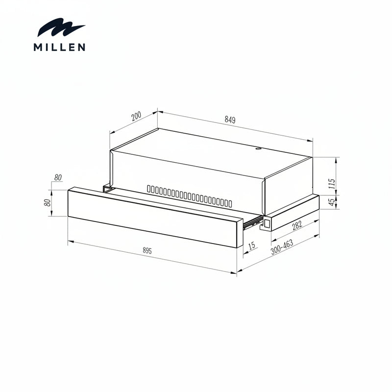 Load image into Gallery viewer, MILLEN 90 cm Slide-Out Range Hood 400 m3/h – MBRHS 901 IX, 3 Years Warranty MBRHS 901 IX Stainless Steel
