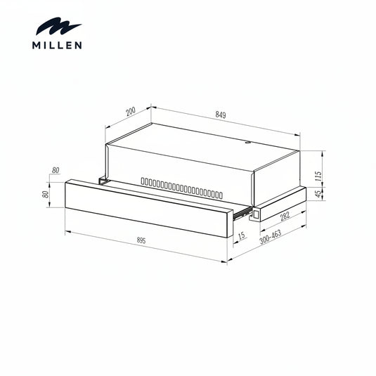 MILLEN 90 cm Slide-Out Range Hood 400 m3/h – MBRHS 901 IX, 3 Years Warranty MBRHS 901 IX Stainless Steel