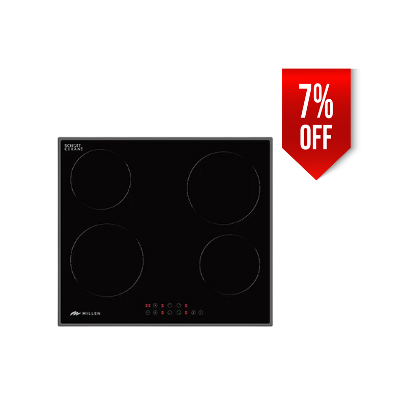 Load image into Gallery viewer, Millen 60cm Built in Electric Hob MEH 601 BL 4 Heating Zones Black Glass 6000W Touch Control, 3 Year Warranty
