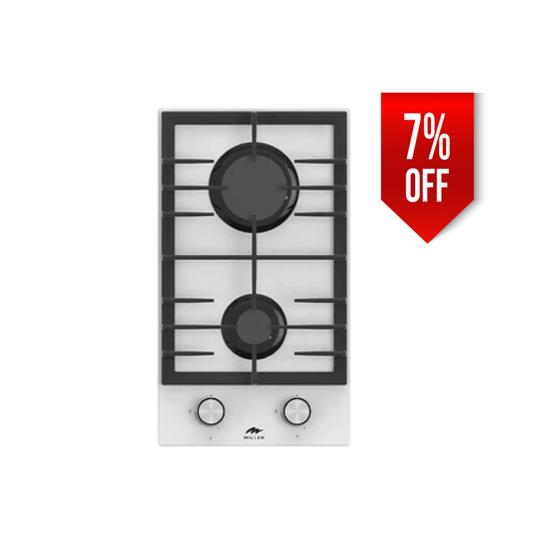 Load image into Gallery viewer, Millen 30cm Built-in 2 Burner Gas Hob MGHG 3001 WH in White Glass Finish 2900W, 3 Year Warranty
