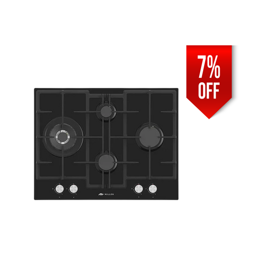 Millen 65cm Built In Gas Hob MGHG 6502 BL With 4 Heating Zones 9700W, 3 Year Warranty