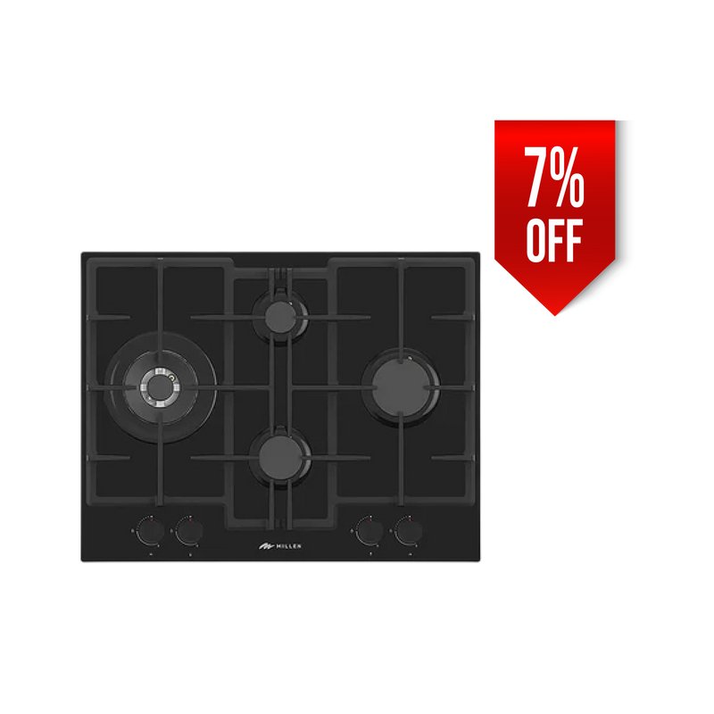 Load image into Gallery viewer, Millen 65cm Built-in Gas Hob MGHG 6503 BL in Black Glass, 4 Burners 9700W, 3 Year Warranty
