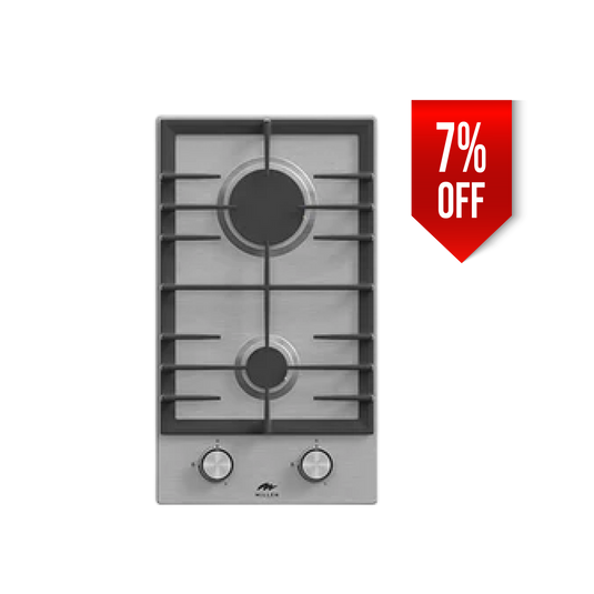 Millen 30cm Built-in 2 Burner Gas Hob MGH 3001 IX Stainless Steel 3900W, 3 Year Warranty