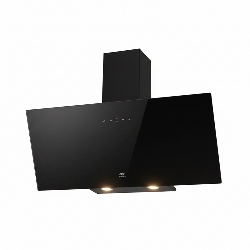 Load image into Gallery viewer, MILLEN 90cm Angled Range Hood - Tempered Black Glass, MKHG 904 BL, 3 Years Warranty
