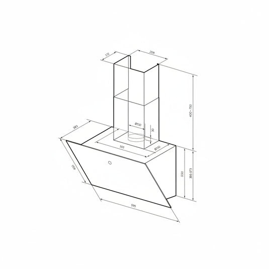 Millen 60cm Black Chimney Range Hood MKHG 604 BL Tempered Angled 230W, 3 Year Warranty