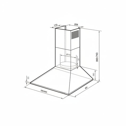 Millen 60cm Chimney Kitchen Hood MKH 604 IX Stainless Steel 65W, 3 Year Warranty