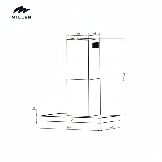 MILLEN 90 cm Black Glass/Painted Body Range Hood 1000m3/h - MKH 901 BB, 3 Year Warranty MKH 901 BB black