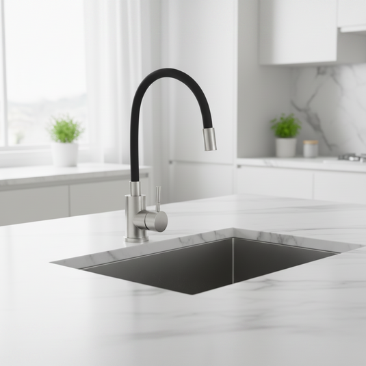 MILLEN Single Lever Kitchen Faucet Mixer with 360° Swivel, Brushed Stainless Steel With Silicone Spout - MM03SILBR, 1Y Warranty
