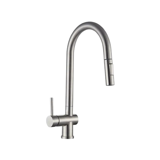 MILLEN Single Lever Kitchen Faucet Mixer with 360° Swivel, Pull-down Hand Spray, Brushed Stainless Steel - MMF202BR, 1Y Warranty