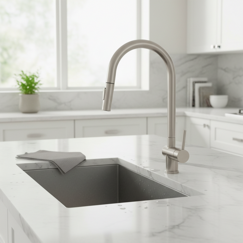 Load image into Gallery viewer, MILLEN Single Lever Kitchen Faucet Mixer with 360° Swivel, Pull-down Hand Spray, Brushed Stainless Steel - MMF202BR, 1Y Warranty

