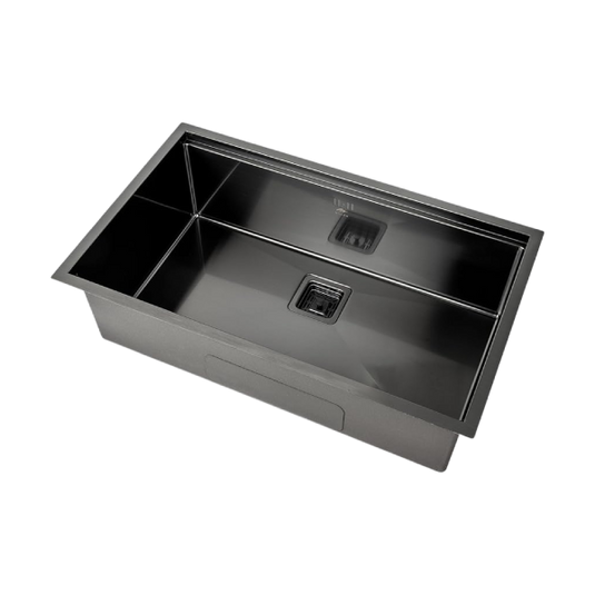 Millen Premium Handmade Undermount Single Bowl Sink With Accessories - SUS 304 Stainless Steel, Soundproof, Gunmetal Satin Finish - MS15835025GM