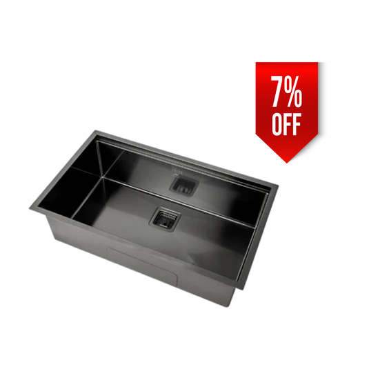 Millen Premium Handmade Undermount Single Bowl Sink With Accessories - SUS 304 Stainless Steel, Soundproof, Gunmetal Satin Finish - MS15835025GM