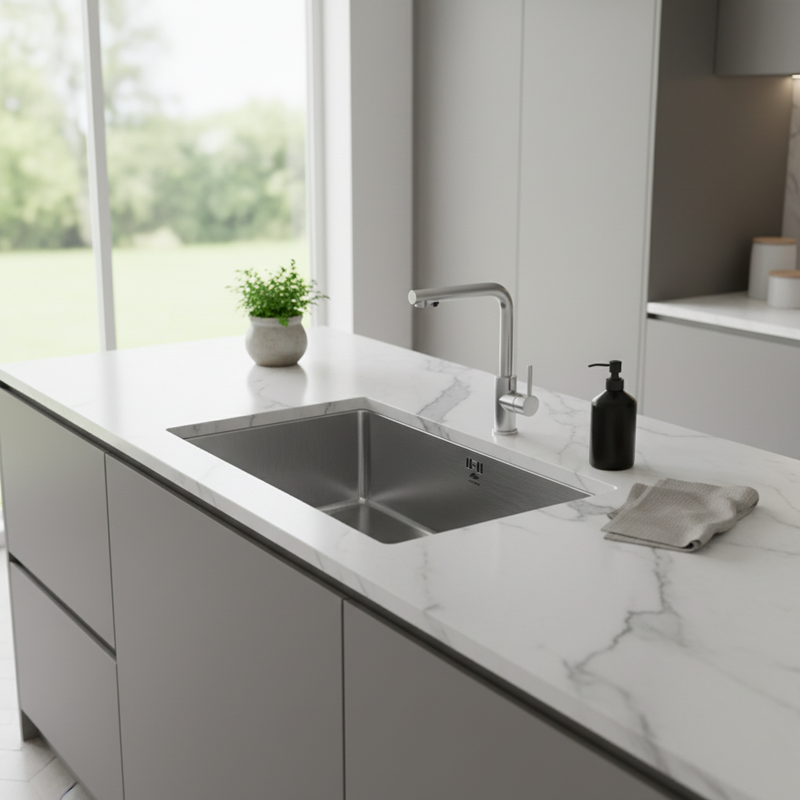 Load image into Gallery viewer, Millen Premium Undermount Top Mount Single Bowl Sink – 304 Stainless Steel, Soundproof, Satin Finish - MS7440
