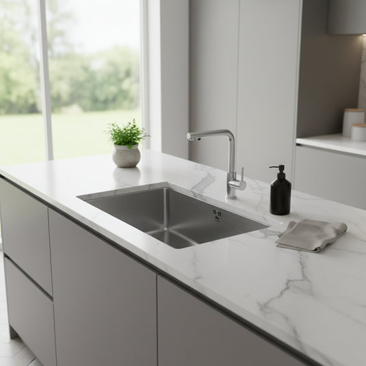 Millen Premium Undermount Top Mount Single Bowl Sink – 304 Stainless Steel, Soundproof, Satin Finish - MS7440