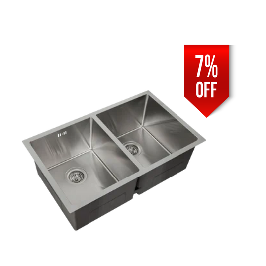 MILLEN Handmade Undermount Sink, Double Bowl, Satin Finish, Soundproof, Color Stainless Steel Model – MSDB12764525SS – 1 Year Warranty