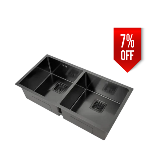 MILLEN Handmade Undermount Sink, Double Bowl, Gunmetal Satin Finish, Soundproof, Color Gunmetal Model – MSDB864422GM – 1 Year Warranty.