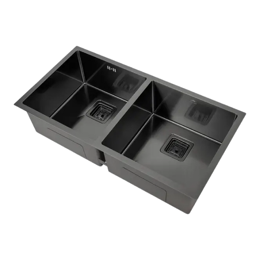 MILLEN Handmade Undermount Sink, Double Bowl, Gunmetal Satin Finish, Soundproof, Color Gunmetal Model – MSDB864422GM – 1 Year Warranty.