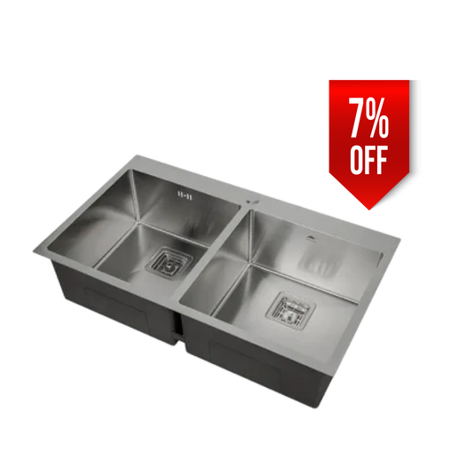 MILLEN Handmade Topmount Sink, Double Bowl, Satin Finish, Soundproof, Color Stainless Steel Model – MTPSDB865022SS – 1 Year Warranty