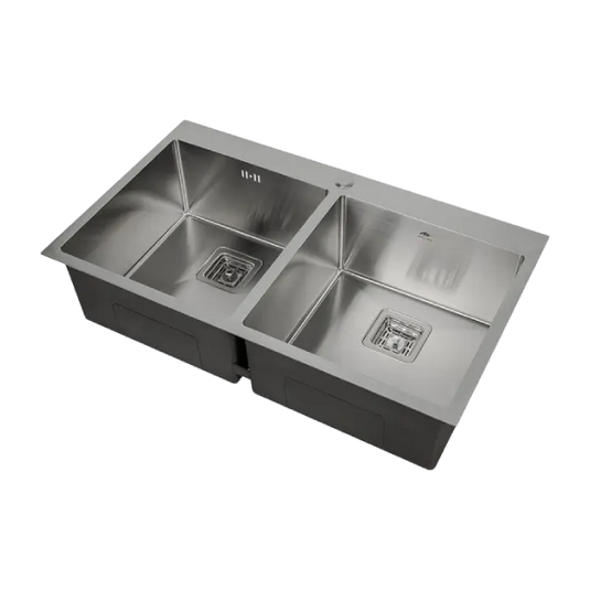 MILLEN Handmade Topmount Sink, Double Bowl, Satin Finish, Soundproof, Color Stainless Steel Model – MTPSDB865022SS – 1 Year Warranty
