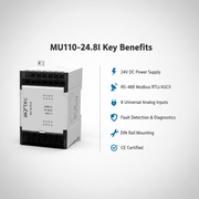 Akytec MU110-24.8I, MU110-24.6U Analog Output Modules (AO, Modbus RTU/ASCII, RS485)