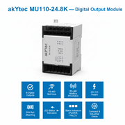 Akytec MU110-24.8R, MU110-24.8K, MU110-24.16R, MU110-24.16K Digital Output Modules (DO, Modbus RTU/ASCII, RS485)