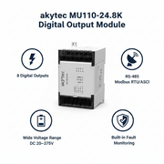 Akytec MU110-24.8R, MU110-24.8K, MU110-24.16R, MU110-24.16K Digital Output Modules (DO, Modbus RTU/ASCII, RS485)