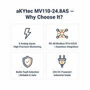 Akytec MV110-24.8A, MV110-24.8AS Analog Input Modules (AI, Modbus RTU/ASCII, RS485)