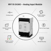 Akytec MV110-24.8A, MV110-24.8AS Analog Input Modules (AI, Modbus RTU/ASCII, RS485)