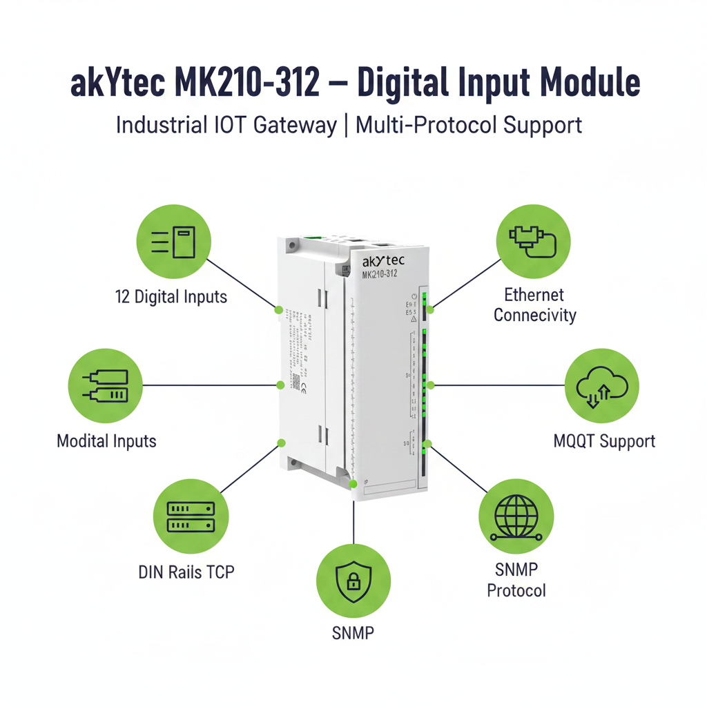Akytec MV210-214, MV210-221, MK210-311, MK210-312 Digital Input Modules (DI, Modbus TCP, Ethernet)