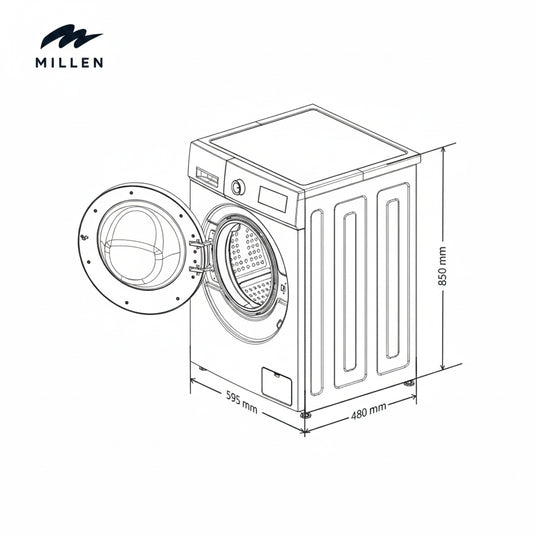MILLEN 8kg Front Load Washing Machine – Inverter Motor, 15 programs, 1200 RPM, MWM8012WID, 3Y Warranty