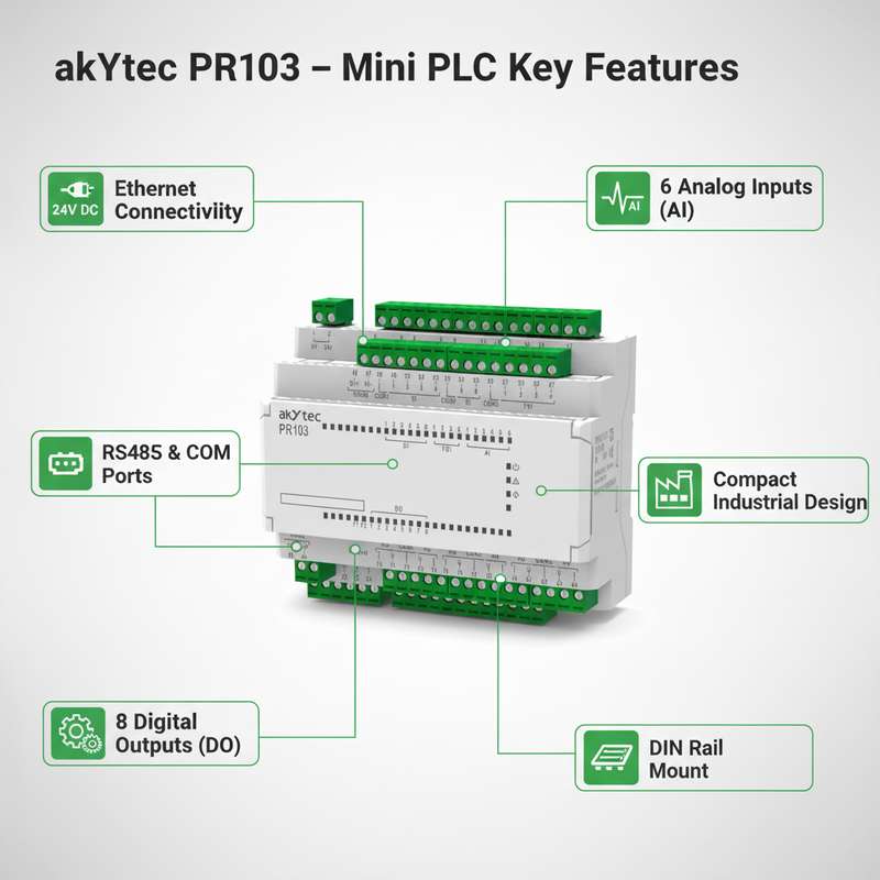 Load image into Gallery viewer, Akytec Ethernet Enabled Mini PLC PR103
