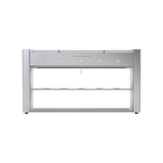 "Front view of the Poursteady PS1 5-cup automated coffee brewer in silver color featuring a sleek industrial design for specialty cafes.