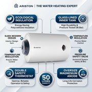 Ariston Electric Water Heater Horizontal BLU R, 50 L - White