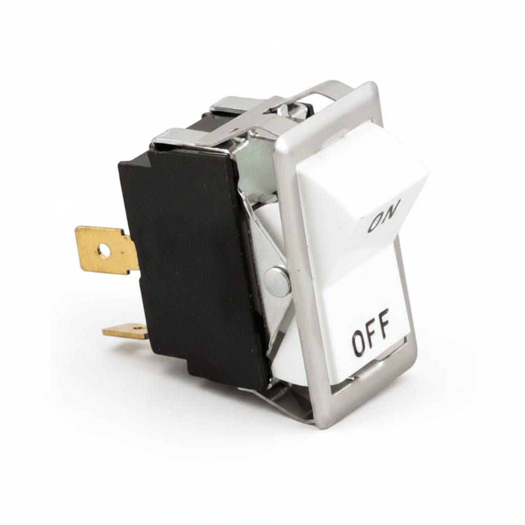 Rocker Switch 16530, White, On-Off, DPST