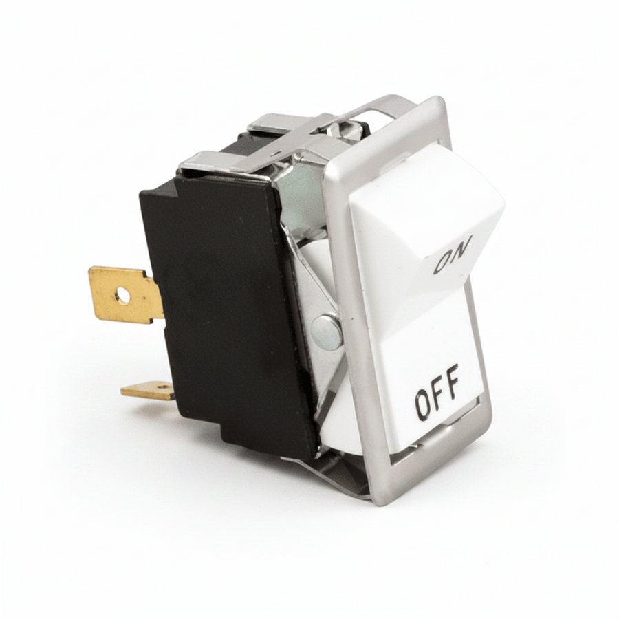 Rocker Switch 16530, White, On-Off, DPST