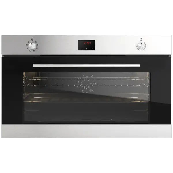 Baumatic BMEO96E9BL 90cm Built-in Electric Fan Oven & Grill, 125L, Stainless Steel