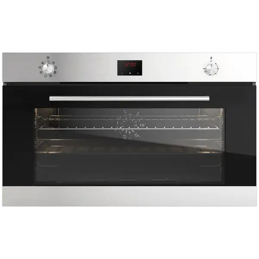 Baumatic BMEO96E9BL 90cm Built-in Electric Fan Oven & Grill, 125L, Stainless Steel