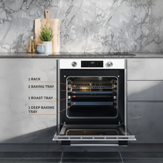 Millen 60cm Built-in Electric Oven MEO 6005 WH 10 Cooking Modes 3260W, 3 Year Warranty