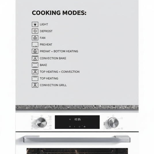 Millen 60cm Built-in Electric Oven MEO 6005 WH 10 Cooking Modes 3260W, 3 Year Warranty