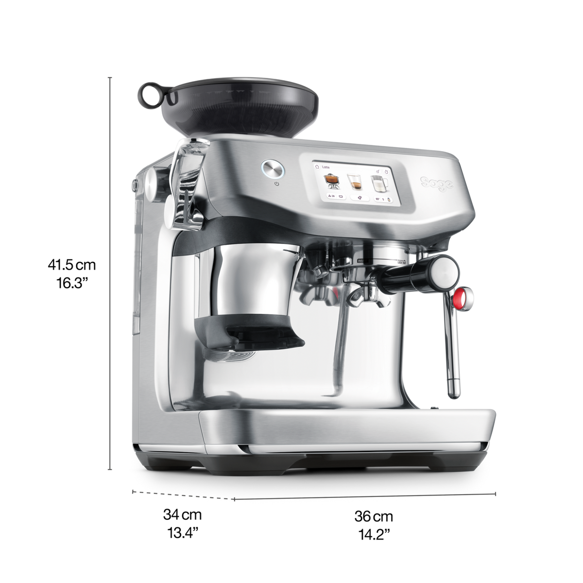 Sage The Barista Touch Impress Bean-to-Cup Espresso Machine, ThermoJet Heating,Touchscreen, Brushed Stainless Steel, 2 Year Warranty