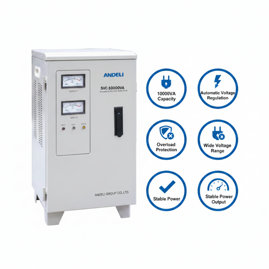 Andeli Voltage Stabilizer SVC 10000 VA 10 KW Single (1) Phase 220V Stand