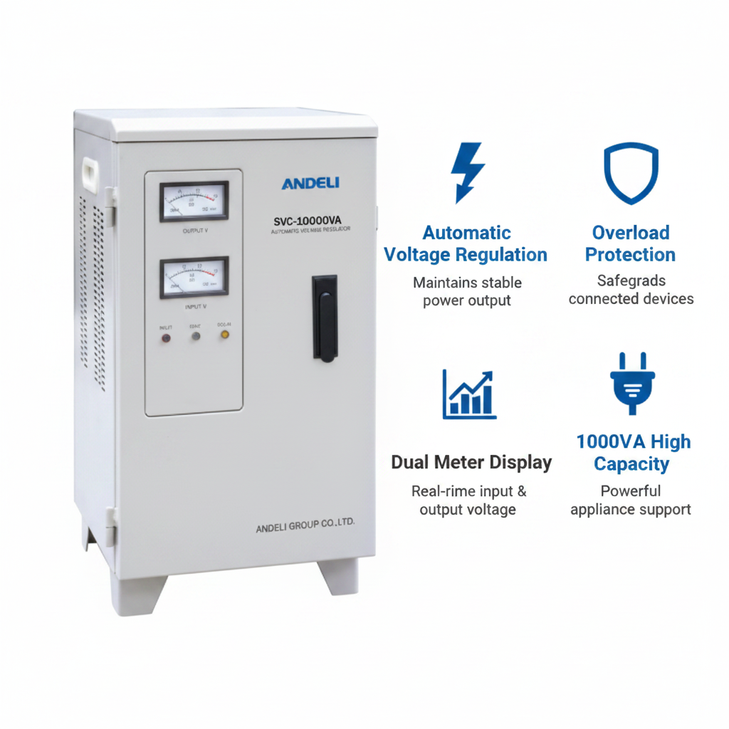 Andeli Voltage Stabilizer SVC 10000 VA 10 KVA Single (1) Phase 220V Stand